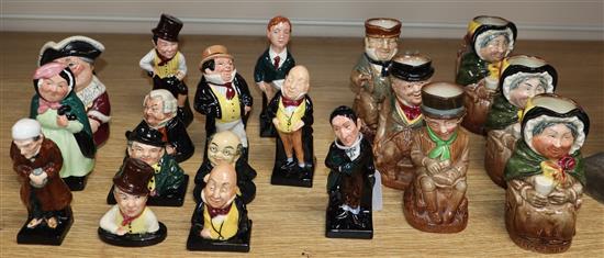 A group of nineteen Royal Doulton figures and toby jugs, eighteen Dickens characters